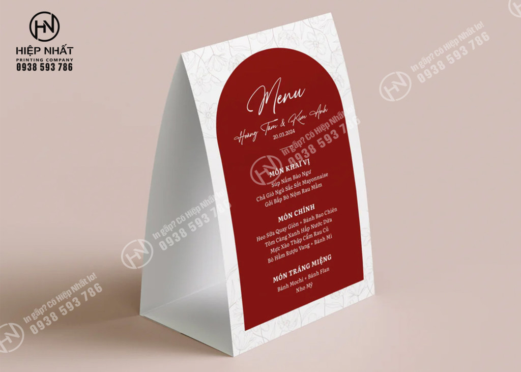 Menu tiệc cưới hiện đại tại In Hiệp Nhất