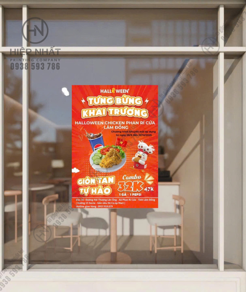 Mẫu poster với màu sắc tươi mới tưng bừng khai trương