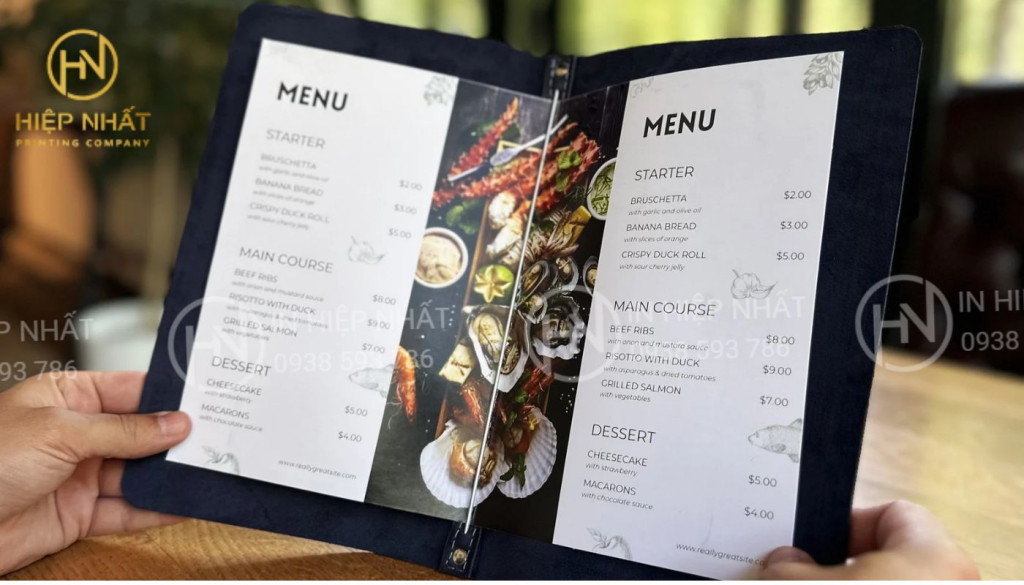 Thiết kế in menu dạng gập đôi