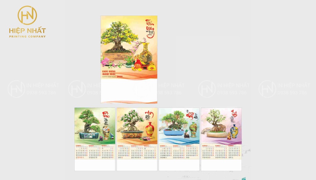 Kích thước lịch treo tường 5 tờ