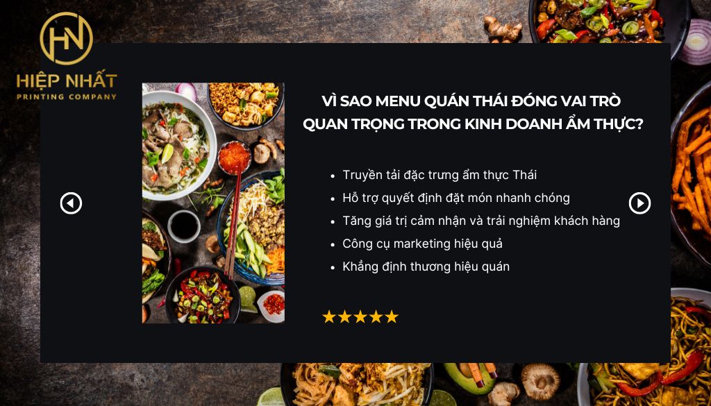 Menu quán Thái đóng vai trò quan trọng trong kinh doanh ẩm thực