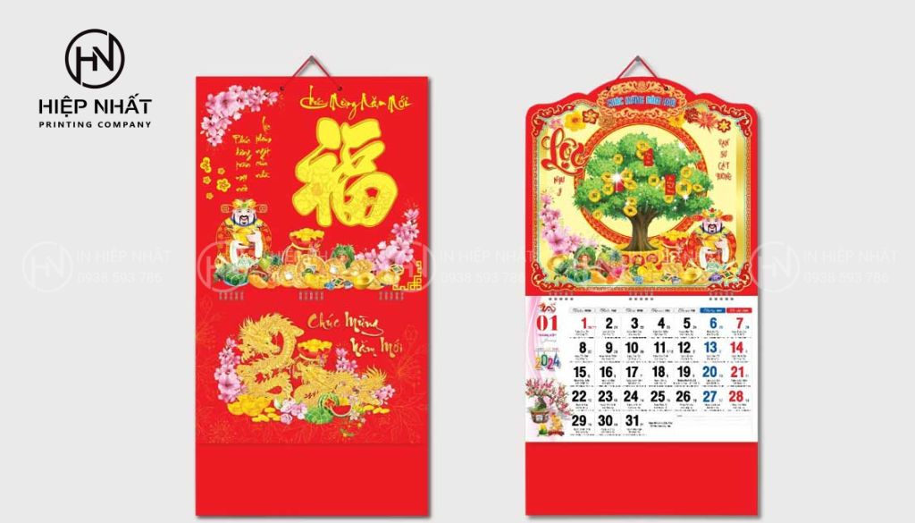 Mẫu in lịch treo tường 13 tờ trẻ trung