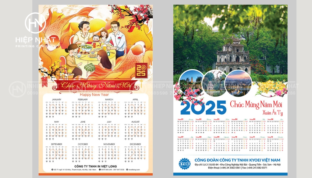 In Hiệp Nhất - Dịch vụ in lịch treo tường 1 tờ giá tốt