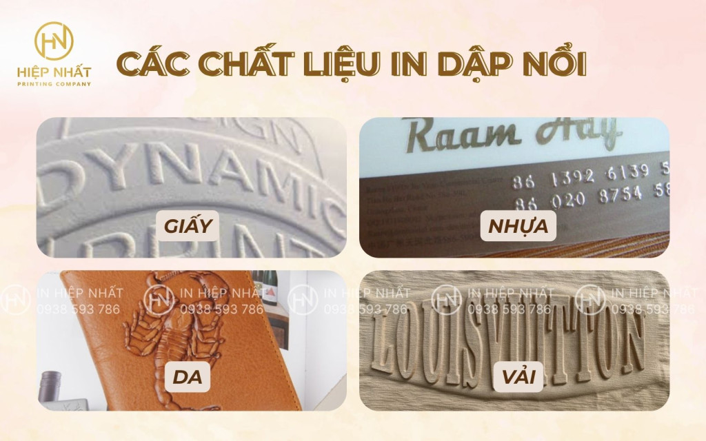 Các chất liệu in dập nổi Các chất liệu in dập nổi