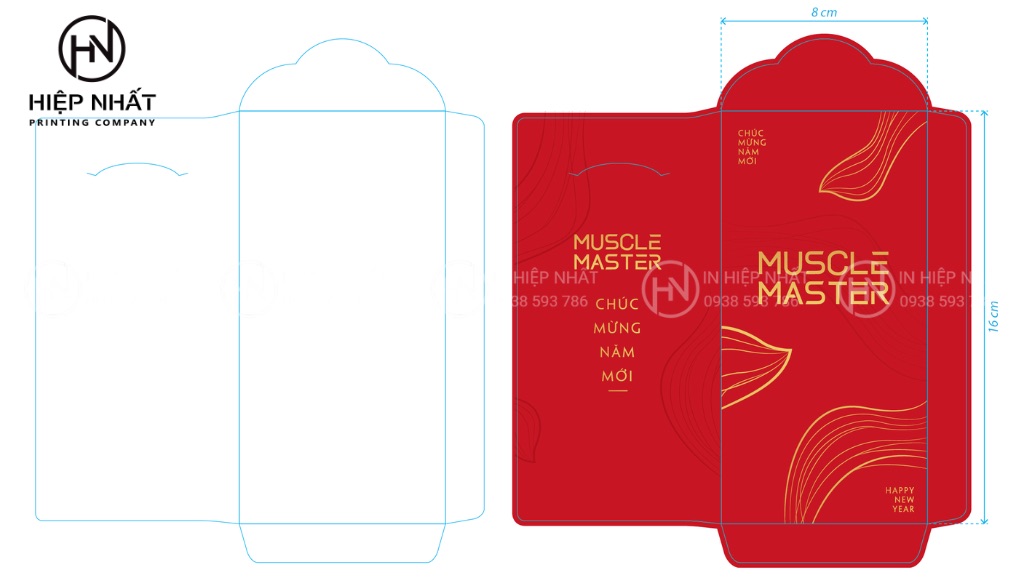 Kích thước bao lì xì đẹp chuẩn phổ biến là 8x16cm