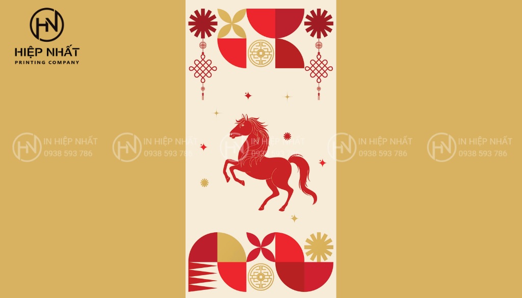 Bao lì xì hình ngựa với gam màu đỏ - vàng rực rỡ