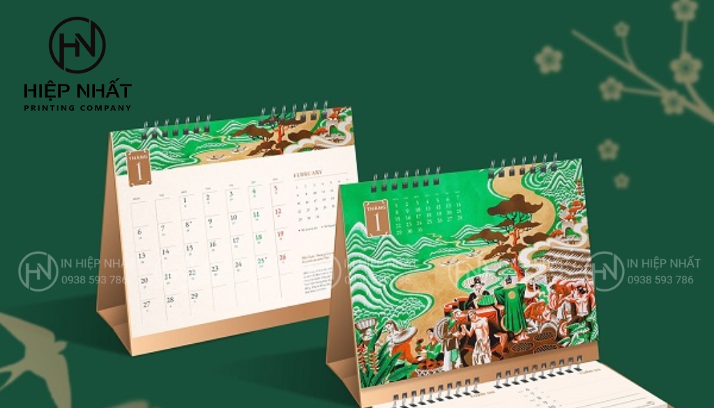 Lịch để bàn lò xo mang vẻ ngoài hiện đại và chắc chắn