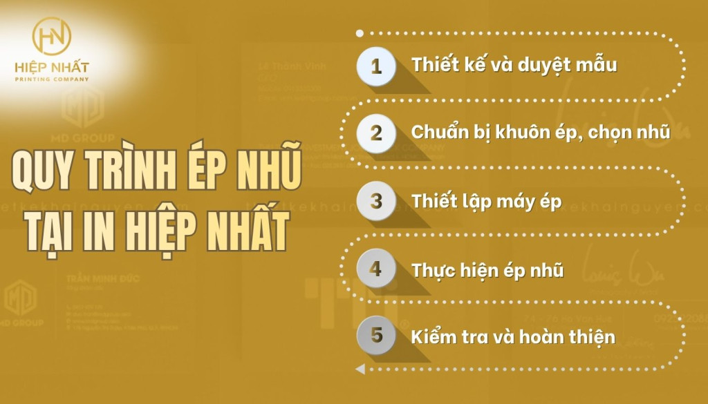 Các bước ép nhũ được kiểm soát chặt chẽ, đảm bảo độ sắc nét hoàn hảo