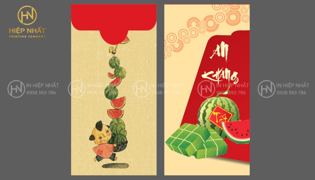 Mẫu bao lì xì hình bánh chưng xanh truyền thống