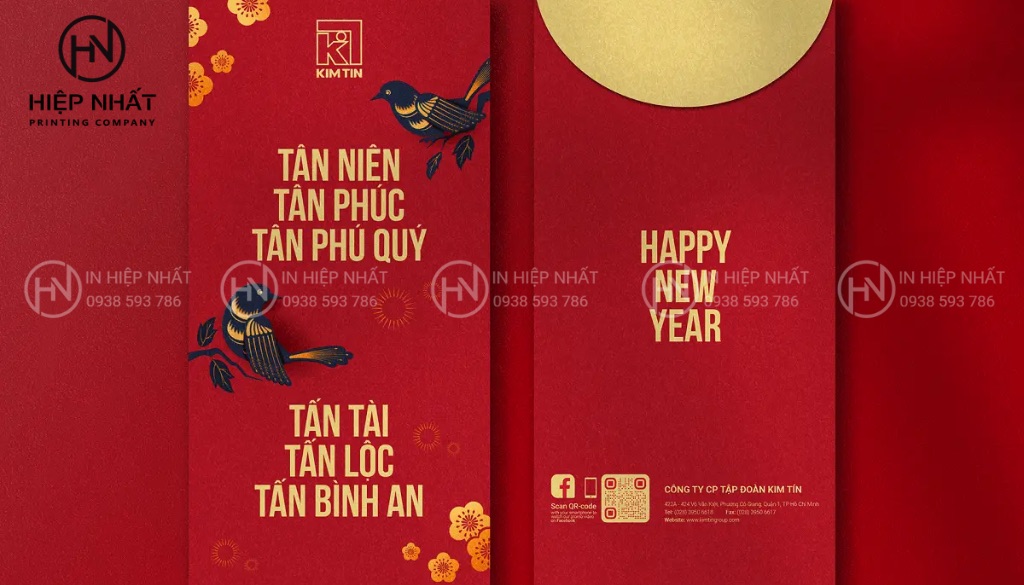 Mẫu thiết kế bao lì xì in thông tin doanh nghiệp
