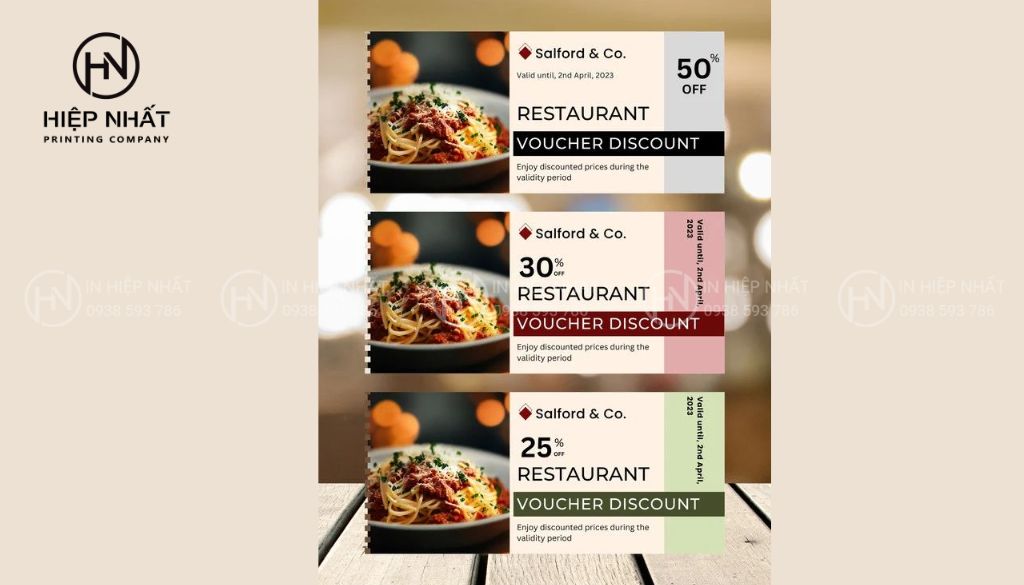 Bộ sưu tập voucher nhà hàng thể hiện phong cách sang trọng và chuyên nghiệp