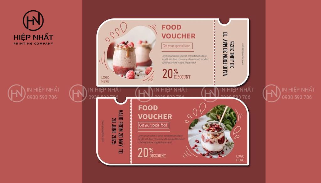 Mẫu voucher nhà hàng tối giản với gam màu tinh tế