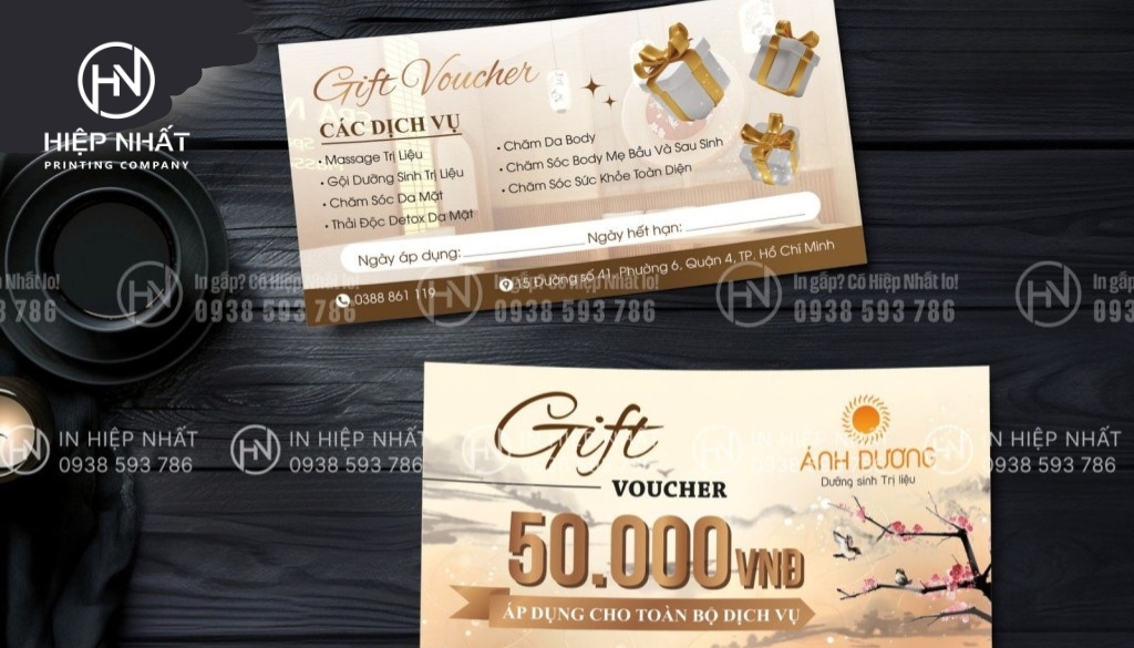 Mẫu voucher Spa sang trọng – sản phẩm in chất lượng cao từ In Hiệp Nhất