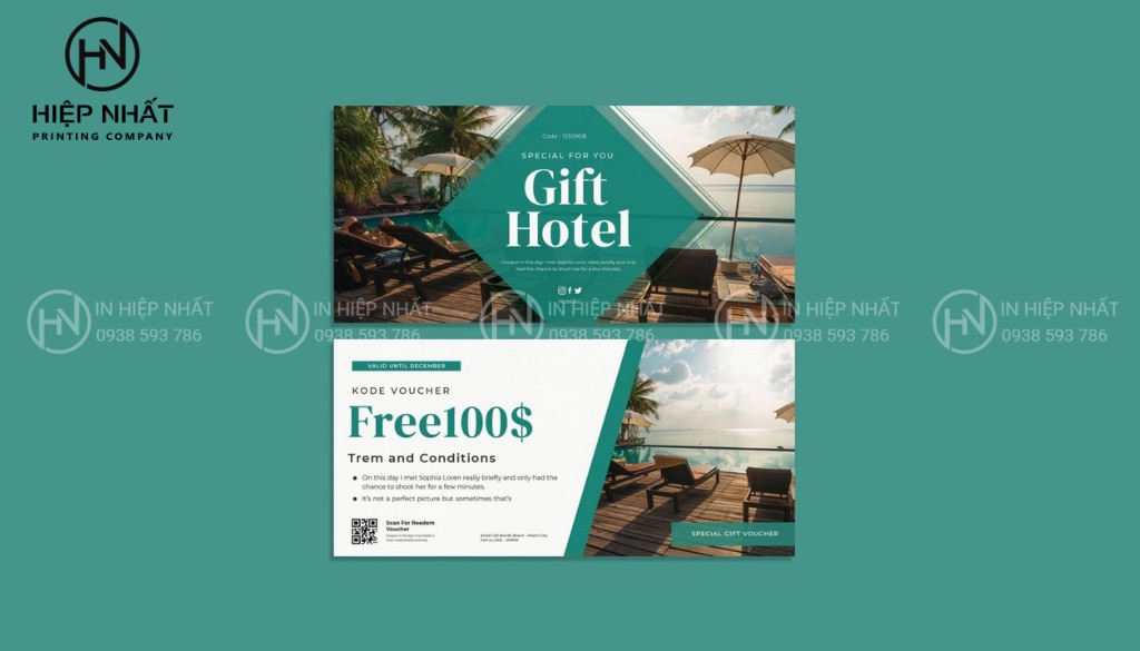 Phiếu voucher khách sạn sang trọng, tạo cảm giác thư giãn