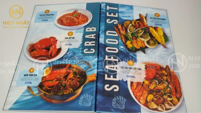 Trình bày các món ăn trong menu bắt mắt, màu sắc hài hòa, chữ in rõ nét, dễ đọc