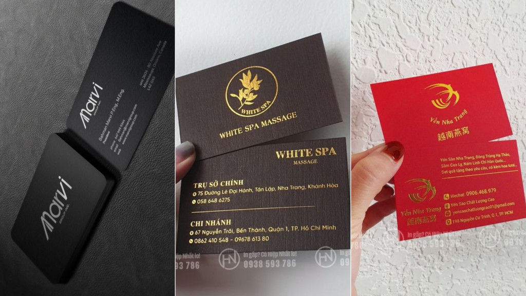 Gia công card visit ép kim dập bồi giấy và bo góc