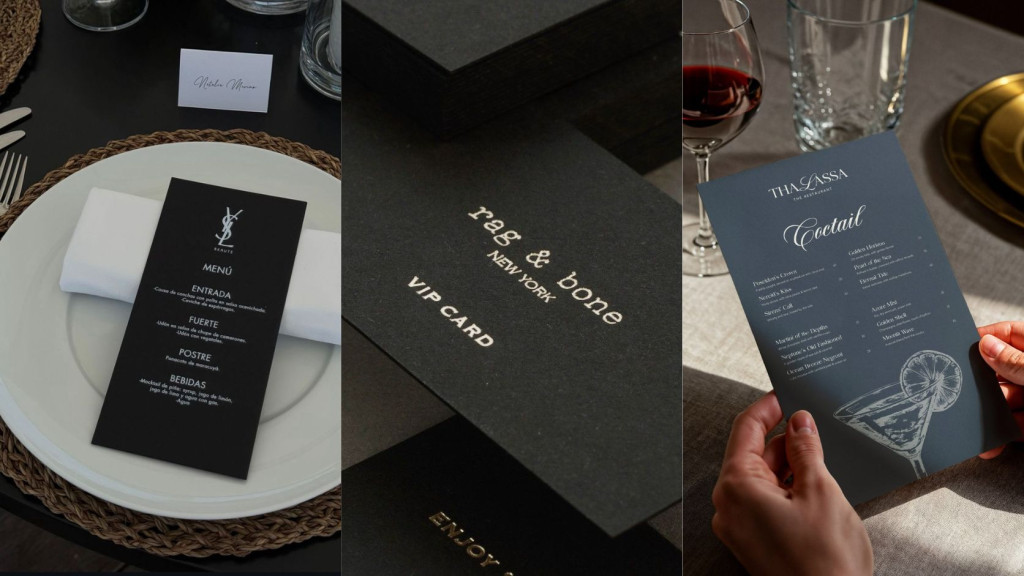 Ứng dụng in mực trắng trên card menu thiệp và bao bì